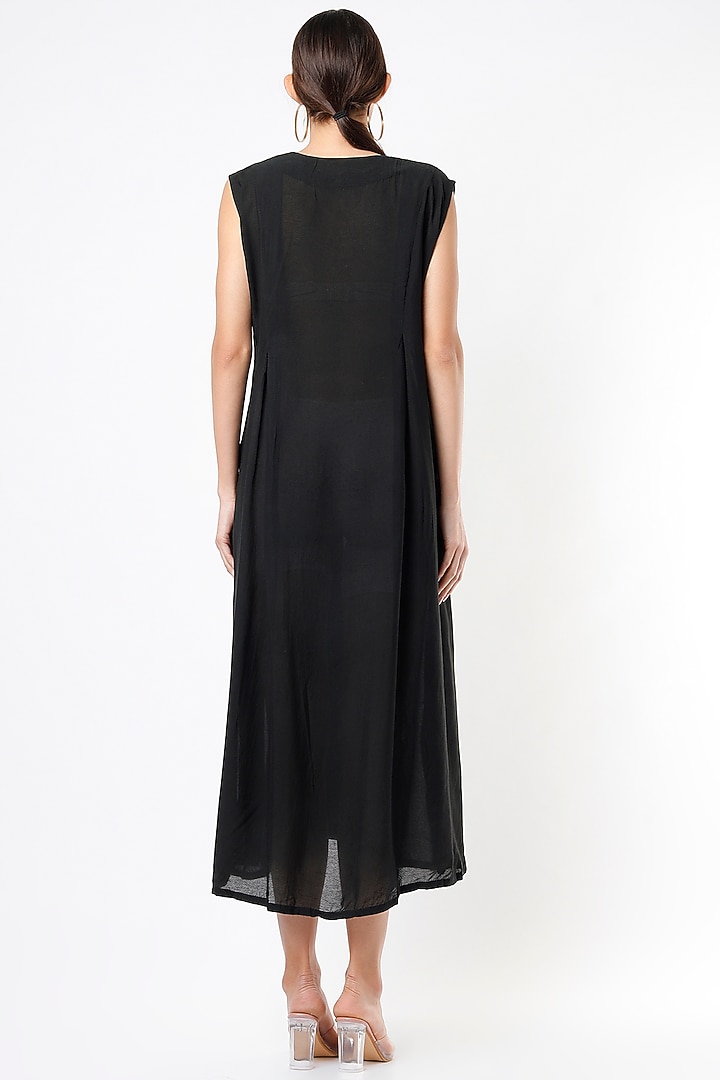 Black Hand Embroidered Summer Dress by Bhusattva at Pernia's Pop Up Shop