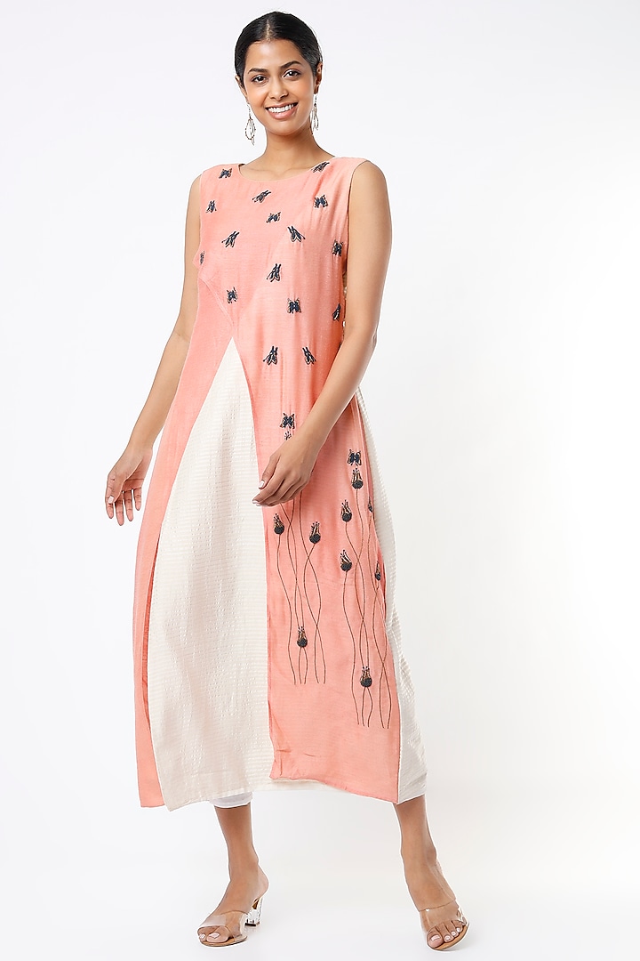 Blush Pink Embroidered Dress by Bhusattva