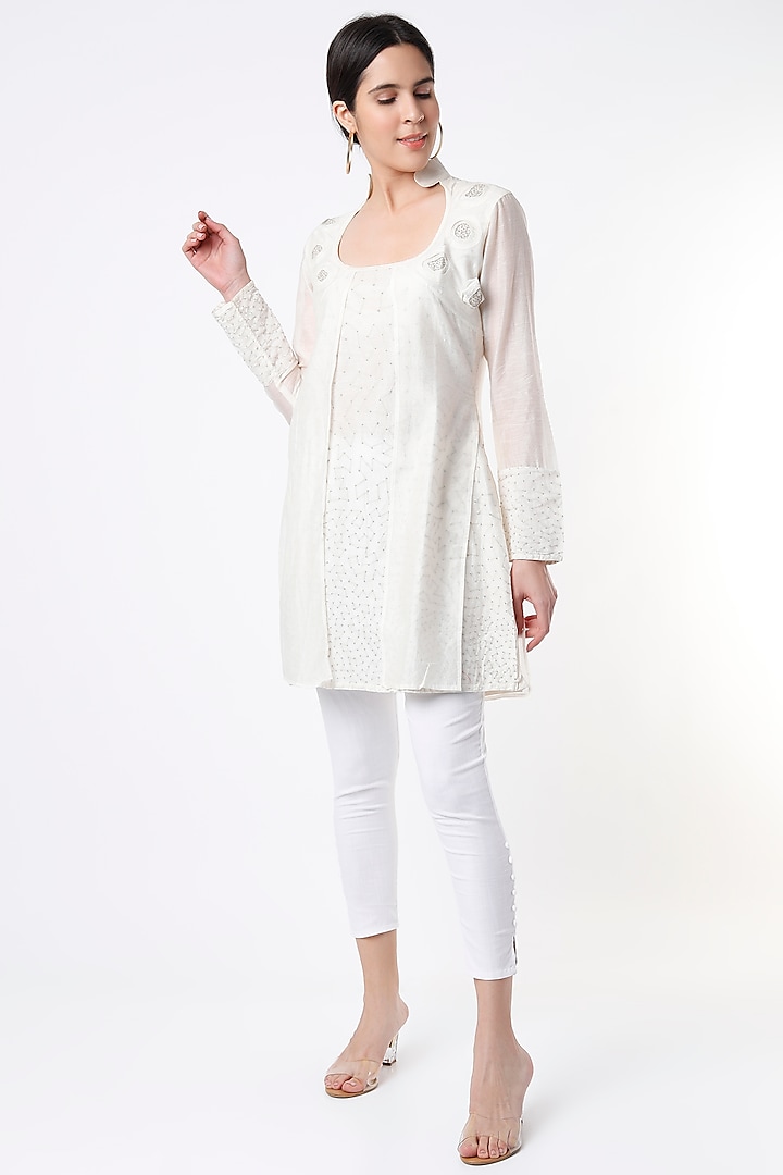 White Embroidered Tunic by Bhusattva