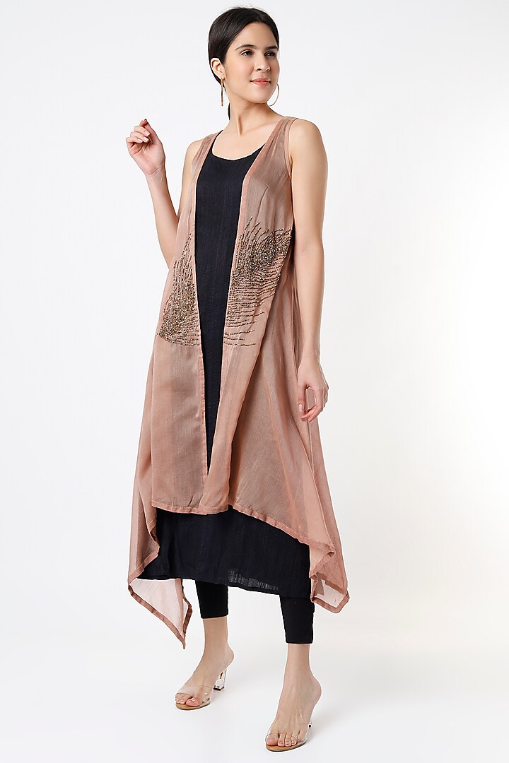 Nude Embroidered Shrug With Inner by Bhusattva