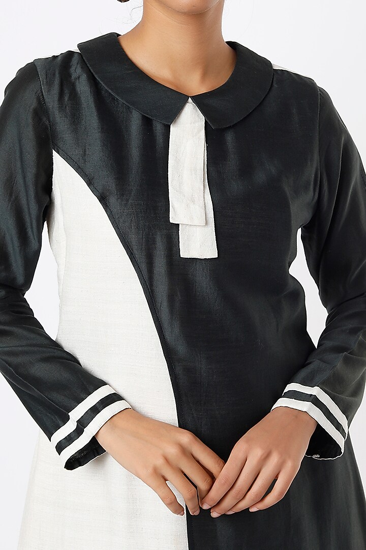 Black & White Organic Peace Silk A-Line Summer Dress by Bhusattva at Pernia's Pop Up Shop