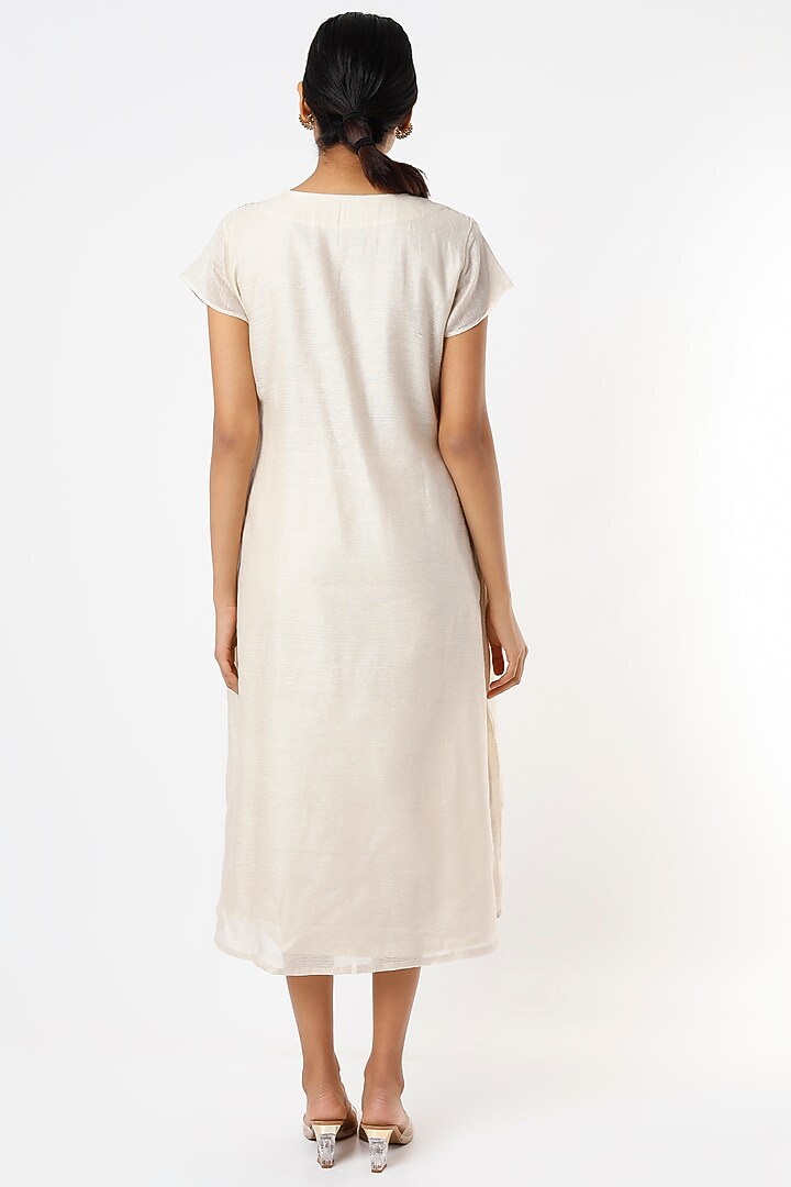 Off-White Embroidered Summer Dress by Bhusattva at Pernia's Pop Up Shop