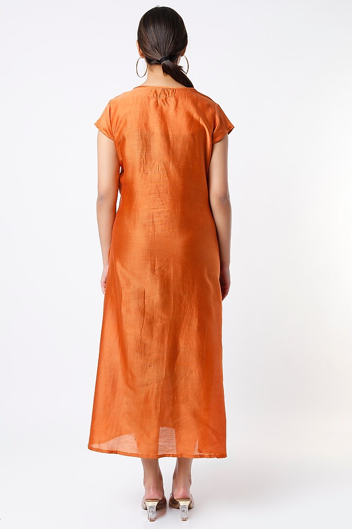 Orange Organic Cotton Silk Summer Dress by Bhusattva at Pernia's Pop Up Shop