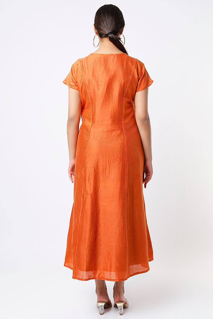 Orange Hand Embroidered Summer Dress by Bhusattva at Pernia's Pop Up Shop