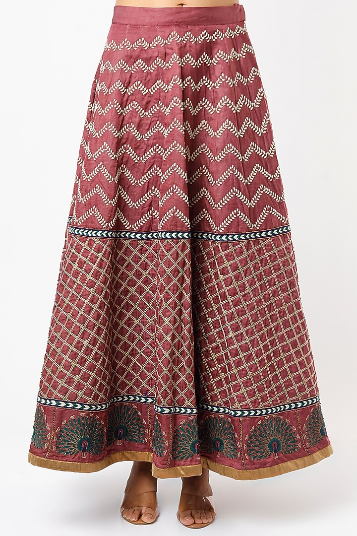 Maroon Hand Embroidered Wedding Lehenga Set by Bhusattva at Pernia's Pop Up Shop