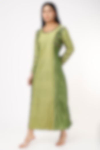 Pear Green Hand Embroidered Dress by Bhusattva