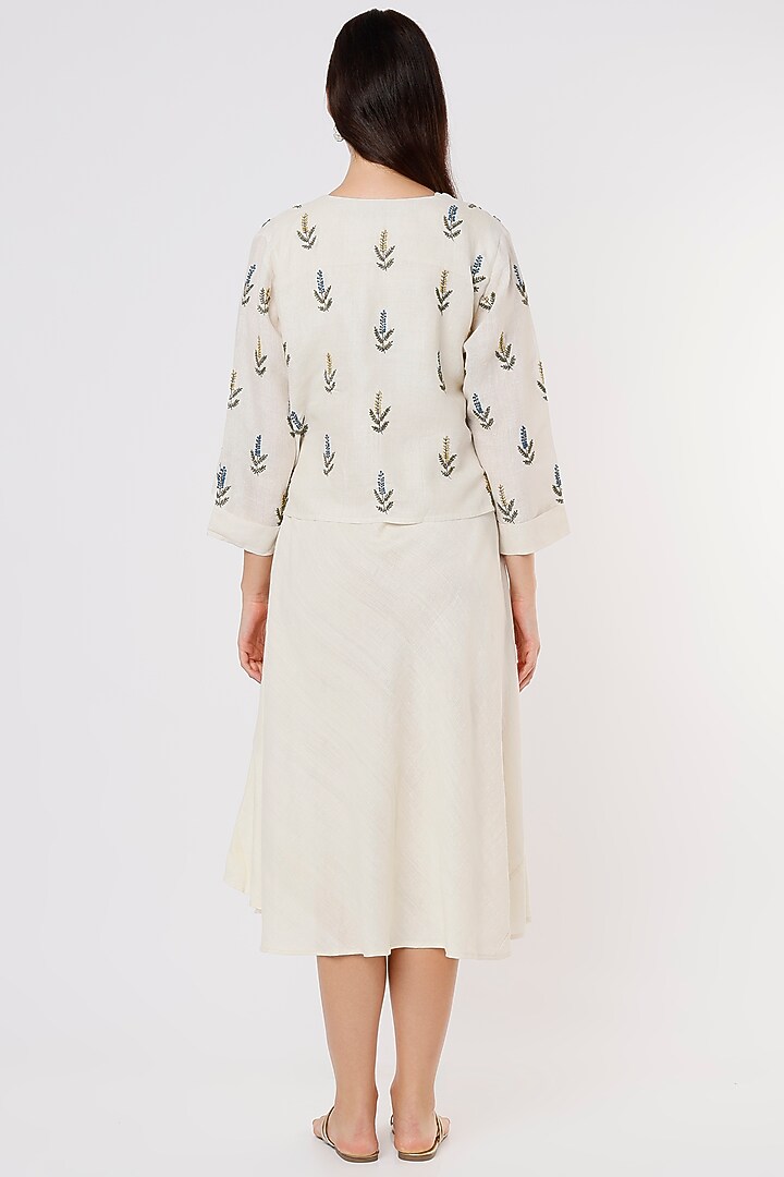 White Organic Silk Vacation Dress With Jacket by Bhusattva at Pernia's Pop Up Shop