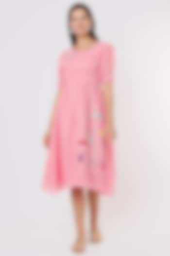 Baby Pink Hand Embroidered Dress by Bhusattva