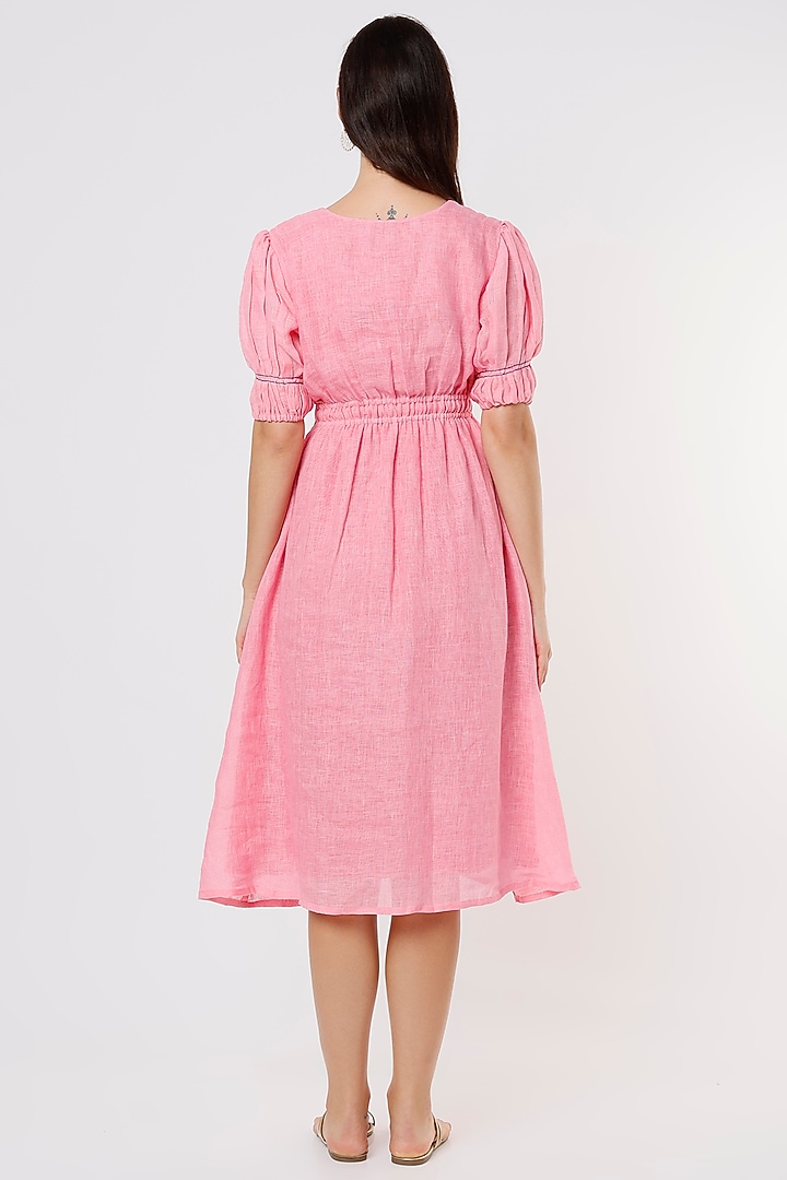 Baby Pink Hand Embroidered Vacation Dress by Bhusattva at Pernia's Pop Up Shop