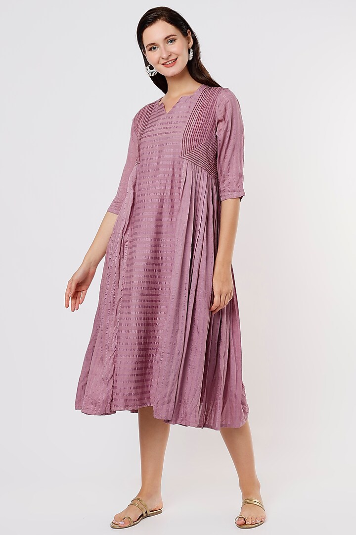 Mauve Embroidered Dress by Bhusattva