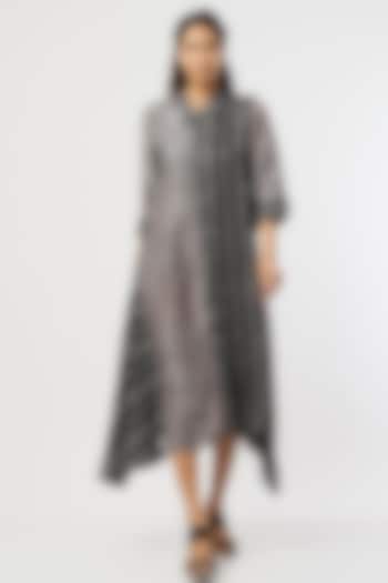 Slate Grey & Black Embroidered Vacation Dress by Bhusattva at Pernia's Pop Up Shop