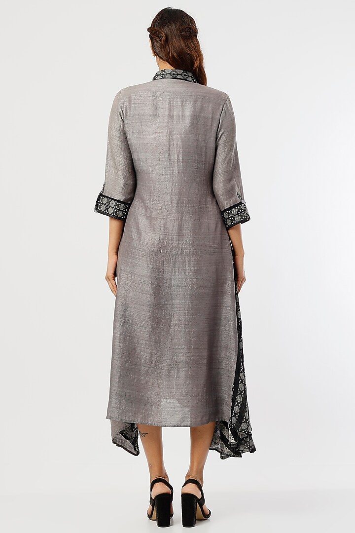 Slate Grey & Black Embroidered Vacation Dress by Bhusattva at Pernia's Pop Up Shop