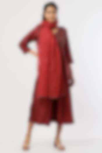 Deep Maroon Embroidered Dress by Bhusattva