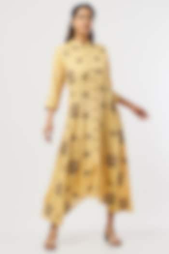 Blonde Yellow Embroidered Dress by Bhusattva