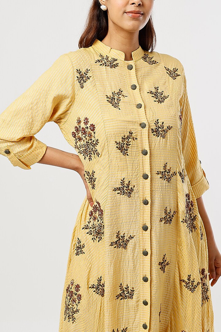 Blonde Yellow Embroidered Vacation Dress by Bhusattva at Pernia's Pop Up Shop