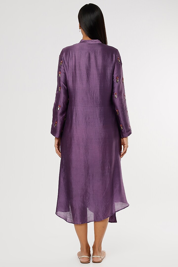 Iris Purple Embroidered Asymmetrical Vacation Dress by Bhusattva at Pernia's Pop Up Shop