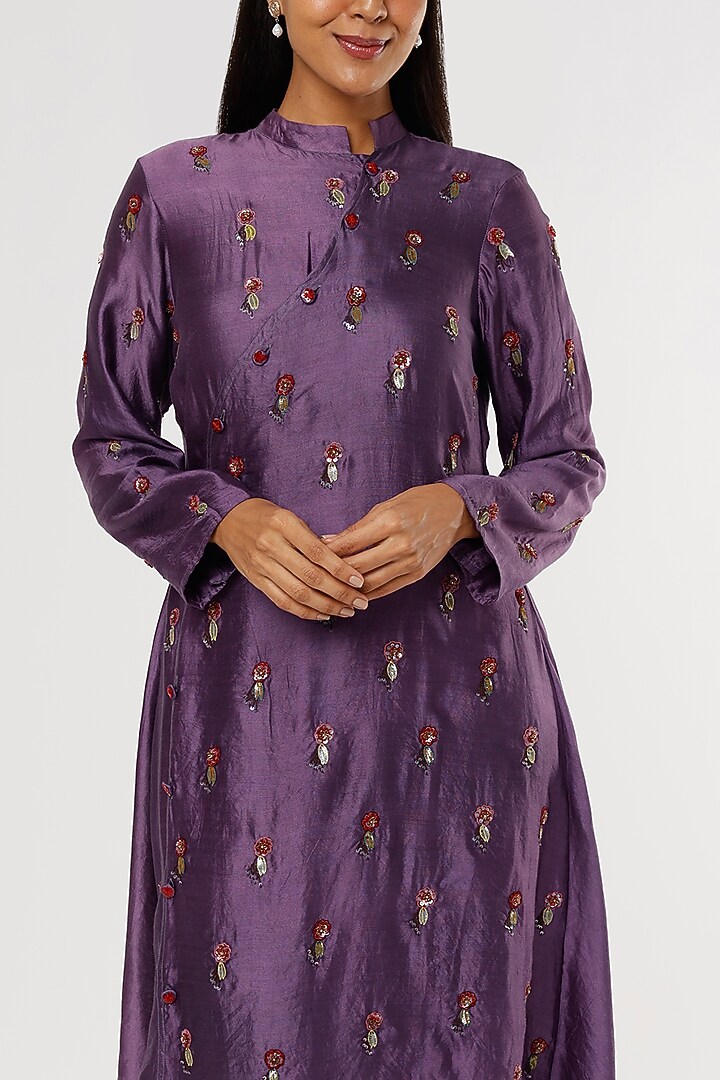 Iris Purple Embroidered Asymmetrical Vacation Dress by Bhusattva at Pernia's Pop Up Shop