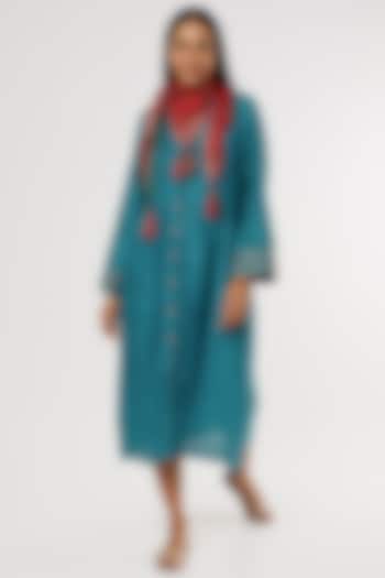 Cerulean Blue Organic Silk Button Down Vacation Dress by Bhusattva at Pernia's Pop Up Shop