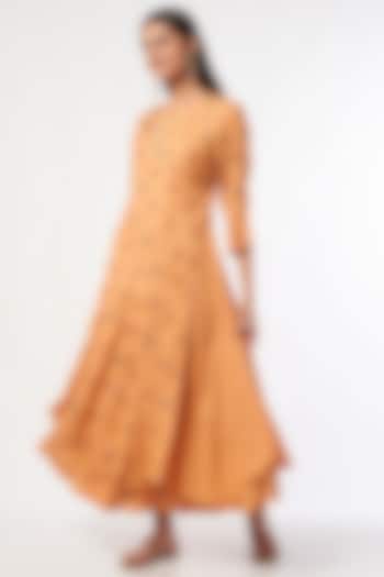 Ginger Orange Embroidered Dress by Bhusattva