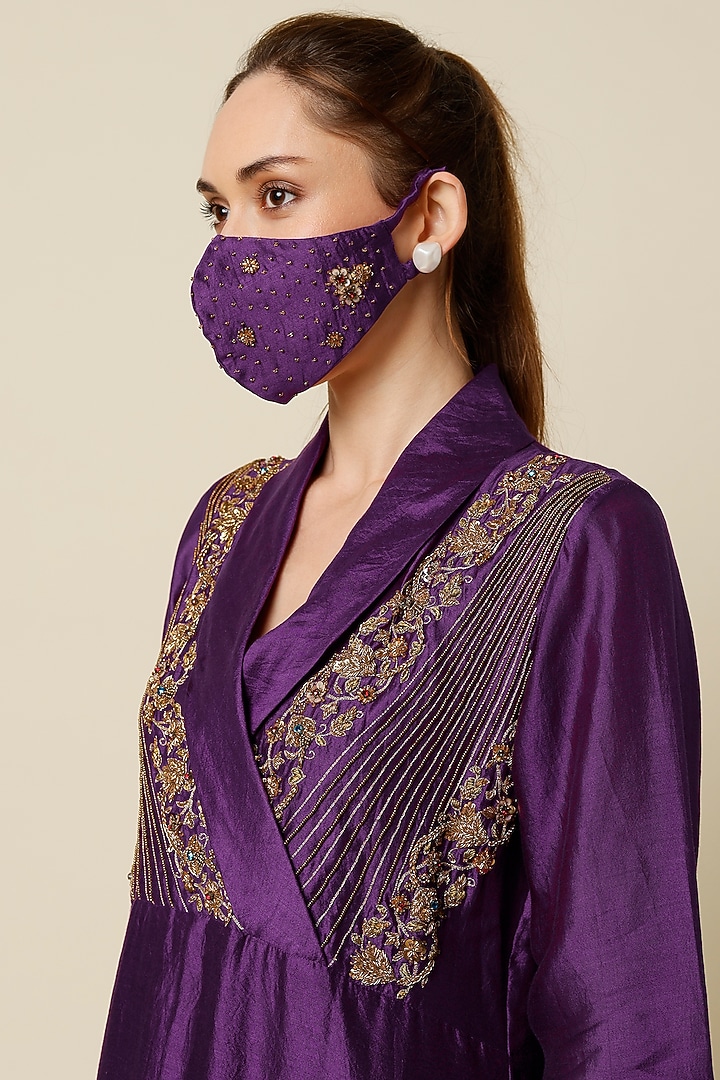 Purple Hand Embroidered Vacation Dress by Bhusattva at Pernia's Pop Up Shop