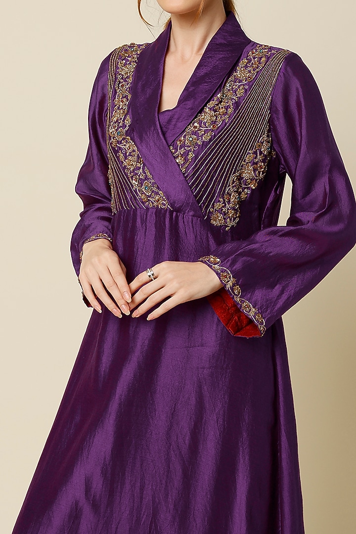 Purple Hand Embroidered Vacation Dress by Bhusattva at Pernia's Pop Up Shop