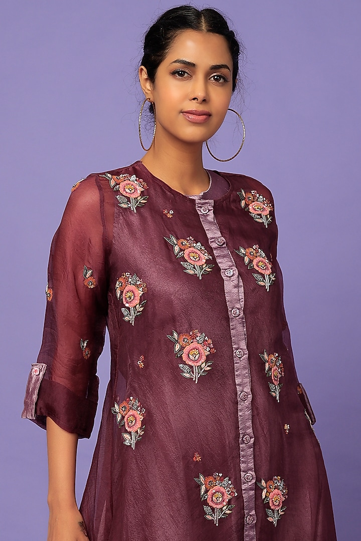 Light Purple Silk Vacation Dress With Embellished Shrug by Bhusattva at Pernia's Pop Up Shop