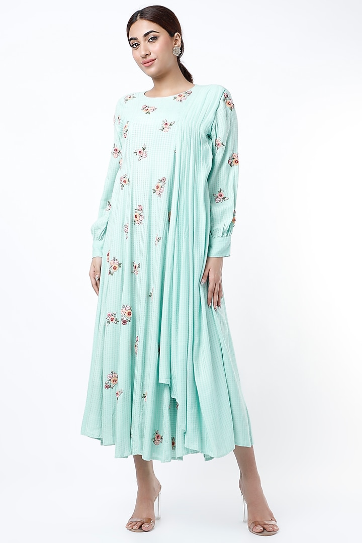 Sky Blue Pleated Tunic by Bhusattva at Pernia's Pop Up Shop