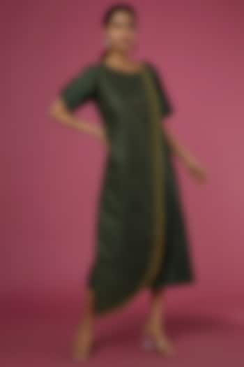 Dark Green Embroidered Dress by Bhusattva at Pernia's Pop Up Shop 2026