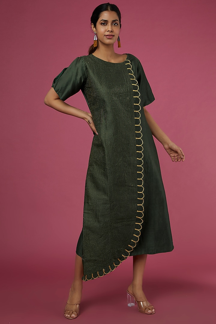 slim fit dress slacks Dark Green Afghani Silk Dress