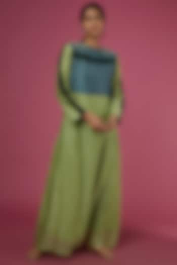 Pistachio Green Hand Embroidered Maxi Summer Dress by Bhusattva at Pernia's Pop Up Shop