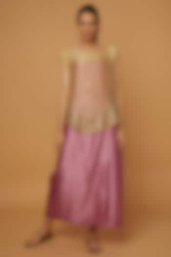 Pink Organic Silk Dress With Cape by Bhusattva