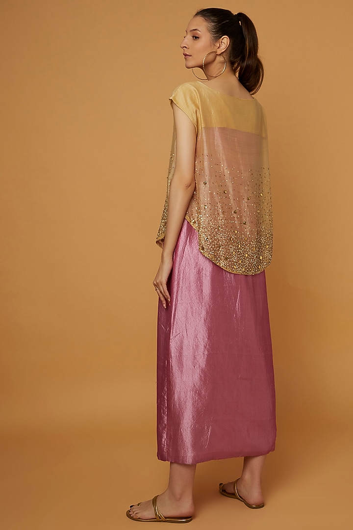 Pink Organic Silk Summer Dress With Cape by Bhusattva at Pernia's Pop Up Shop