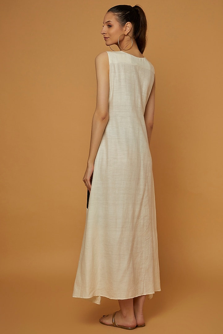 White & Black Organic Silk Maxi Summer Dress by Bhusattva at Pernia's Pop Up Shop