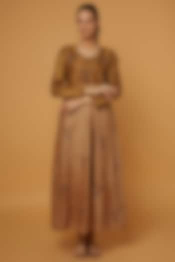 Mustard & Peach Embroidered Summer Dress by Bhusattva at Pernia's Pop Up Shop