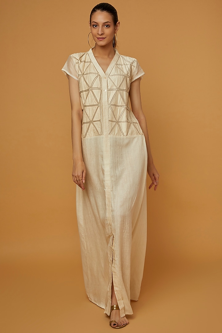 White Organic Silk Summer Dress by Bhusattva at Pernia's Pop Up Shop