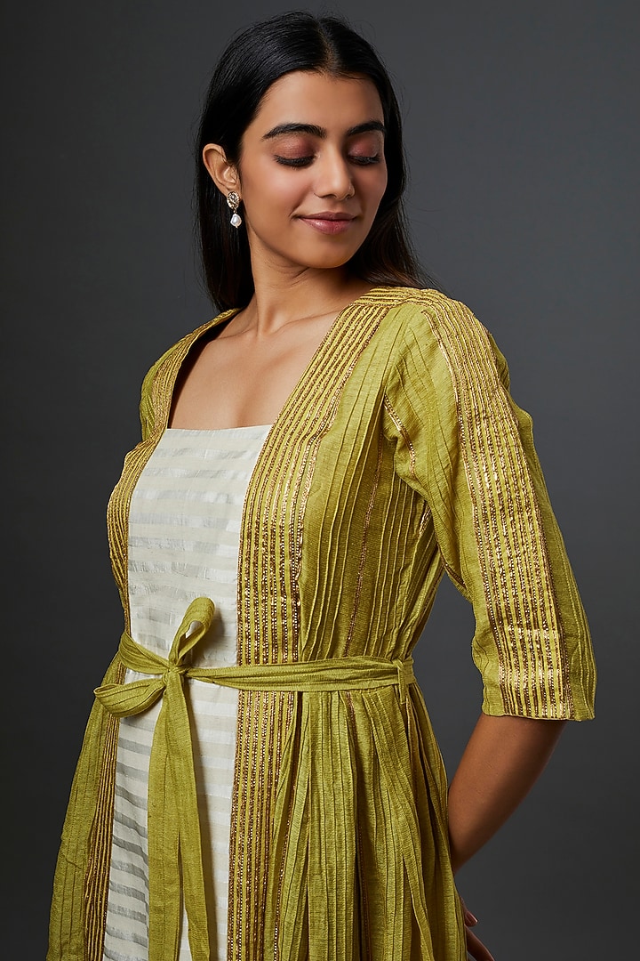 Lime Green Embellished Shrug Summer Dress by Bhusattva at Pernia's Pop Up Shop