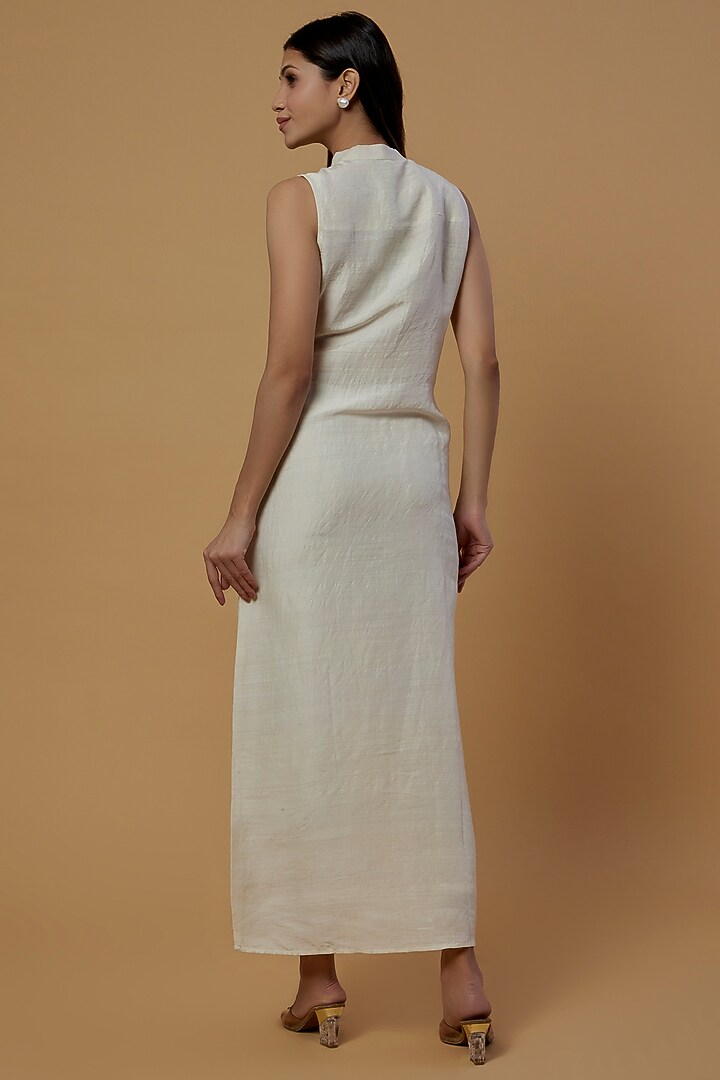 White Organic Silk Shrug Dress With Slit by Bhusattva at Pernia's Pop Up Shop