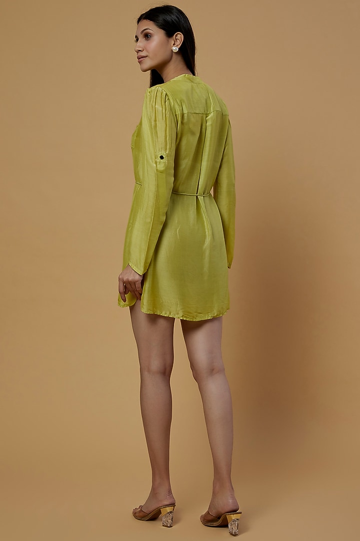 Lime Green Organic Silk Summer Dress by Bhusattva at Pernia's Pop Up Shop