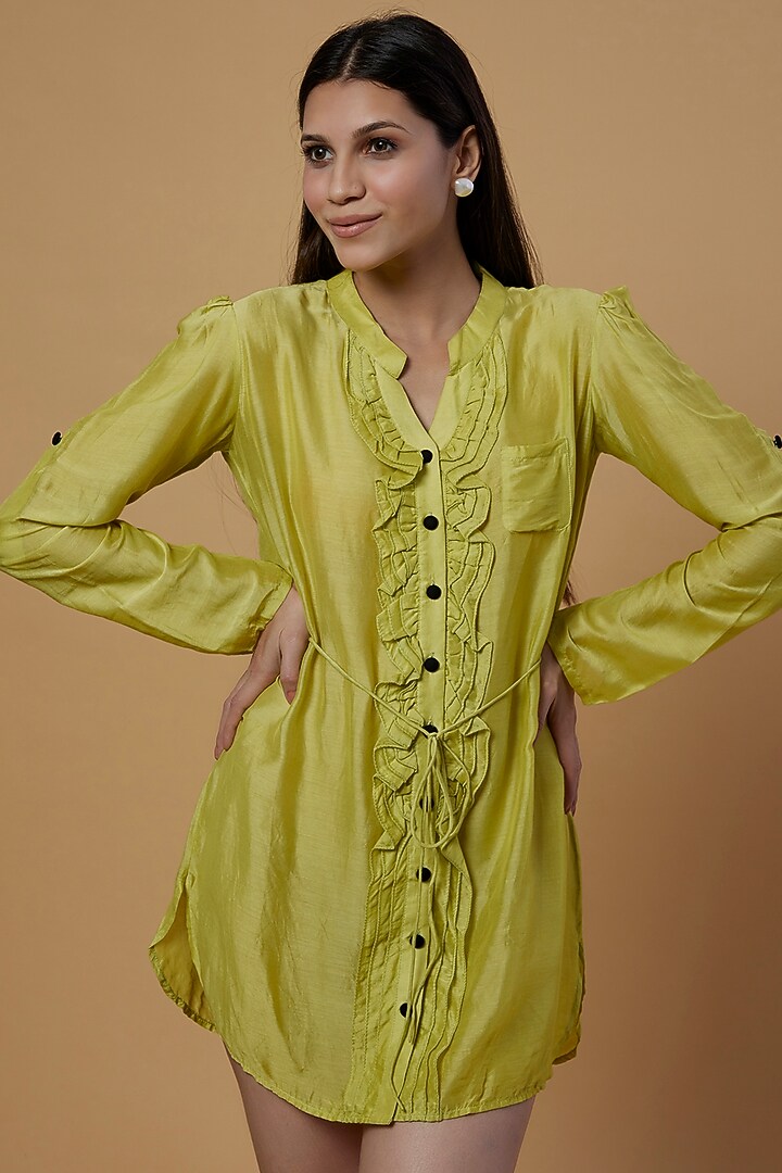 Lime Green Organic Silk Summer Dress by Bhusattva at Pernia's Pop Up Shop