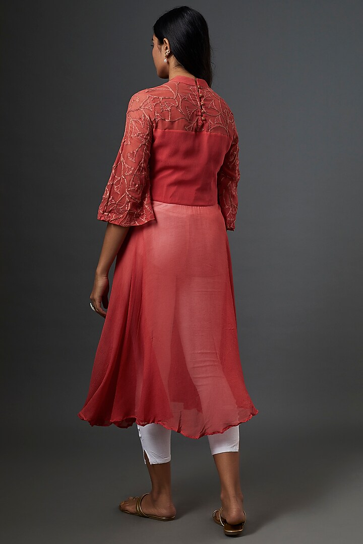 Coral Embroidered Tunic by Bhusattva at Pernia's Pop Up Shop