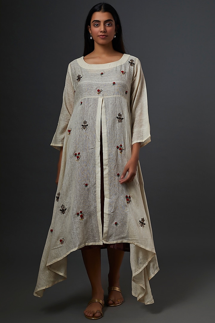 Off-White Embroidered Dress by Bhusattva