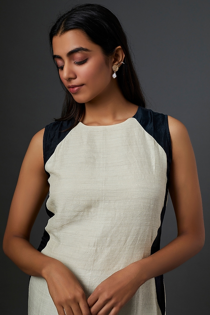 White & Black SIlk Sheath Summer Dress by Bhusattva at Pernia's Pop Up Shop