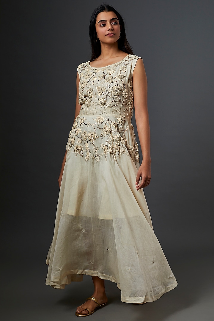 Off-White Embellished Dress by Bhusattva