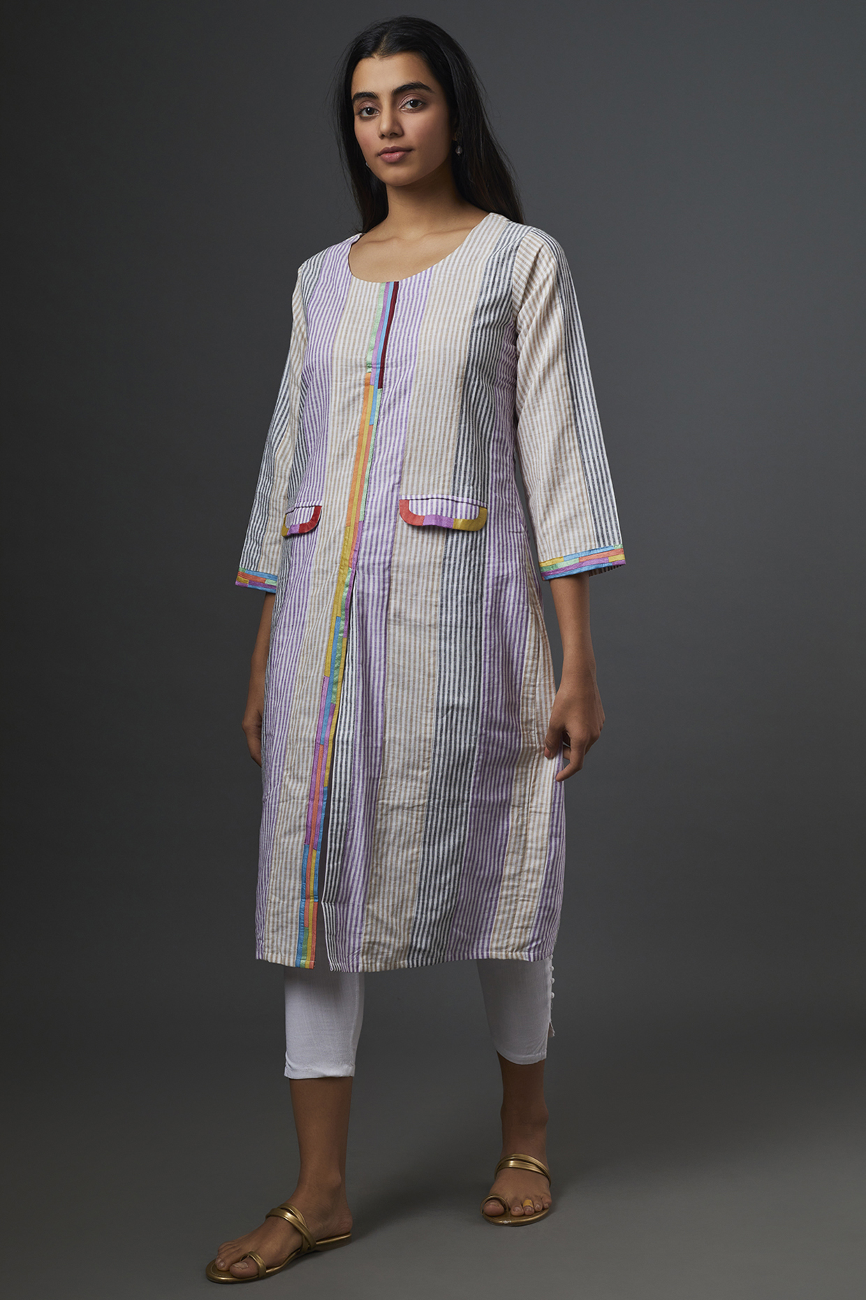 Multi-Colored Embroidered Kurta by Bhusattva at Pernia's Pop Up Shop