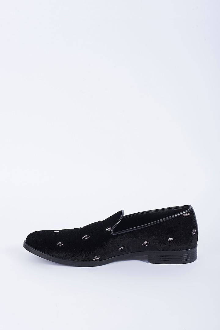 Black Hand Embroidered Loafers by VARENYA