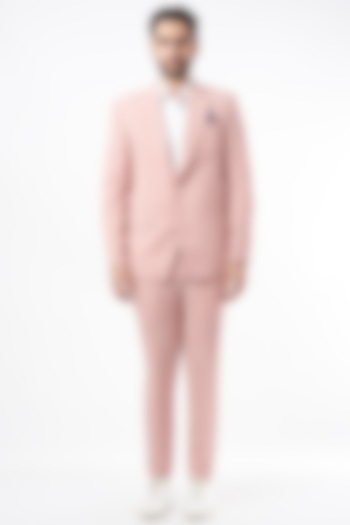 Blush Pink Poly Blend Blazer Set by VARENYA