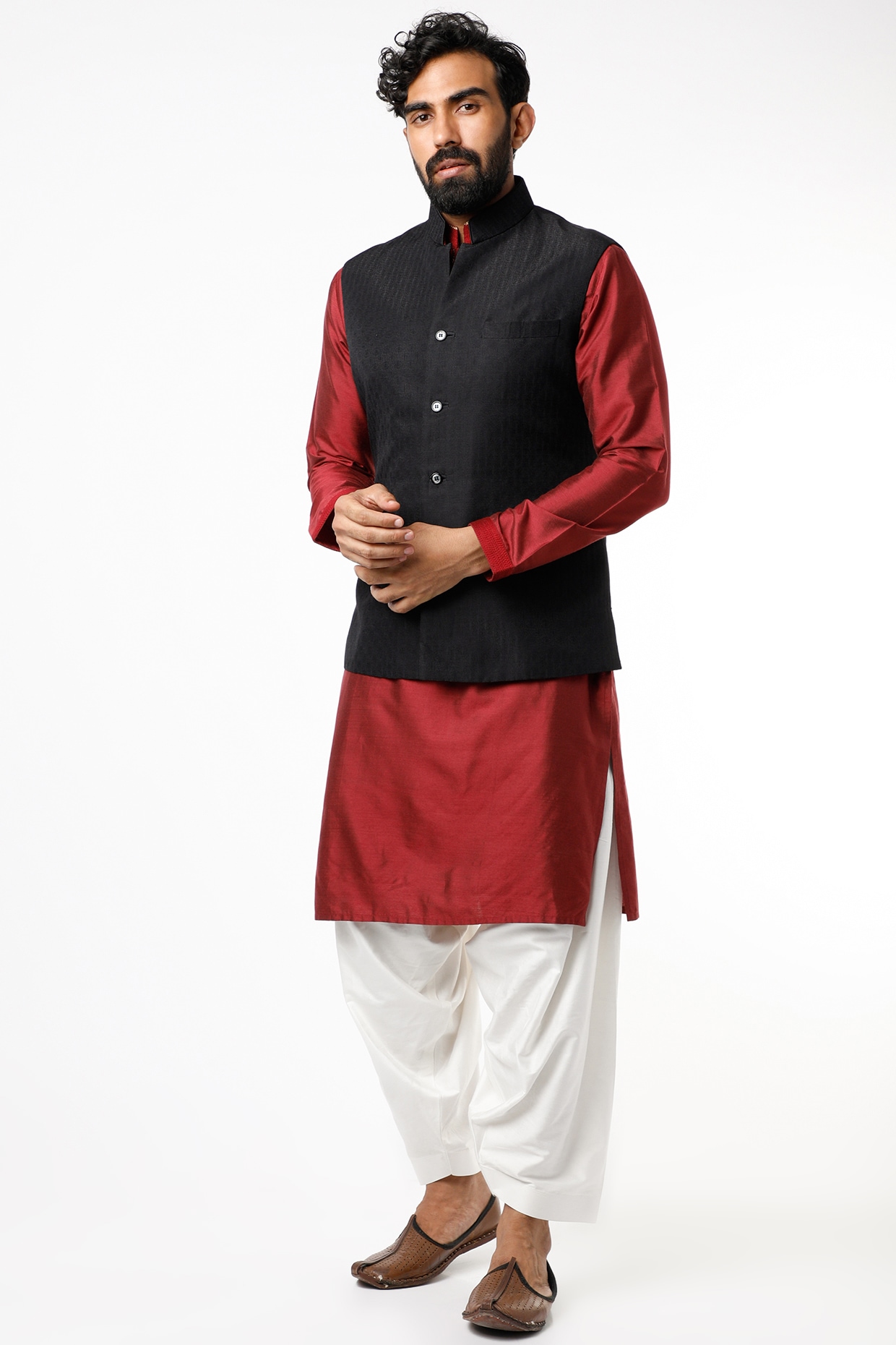 Cream Maroon Chintz Nehru Jacket – Siddhartha Bansal