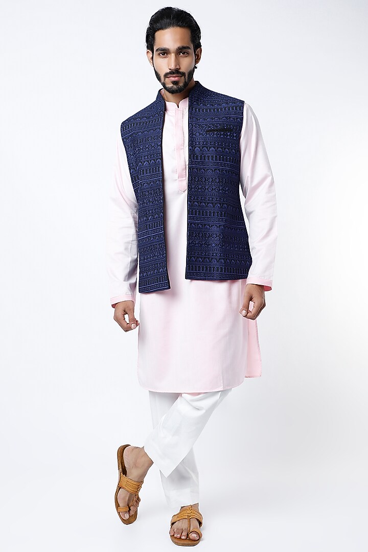 Back Embroidered Nehru Jacket by VARENYA at Pernia's Pop Up Shop