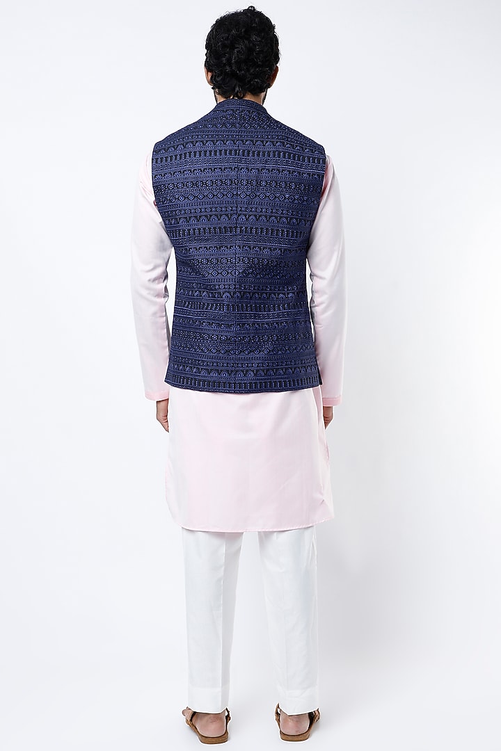 Back Embroidered Nehru Jacket by VARENYA at Pernia's Pop Up Shop