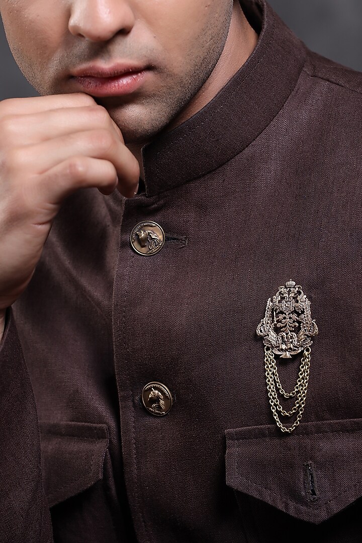 Antique Gold Finish Miltiades Brooch by Cosa Nostraa at Pernia's Pop Up Shop